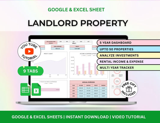 Landlord Rental Property Excel Template Google Sheets Spreadsheet
