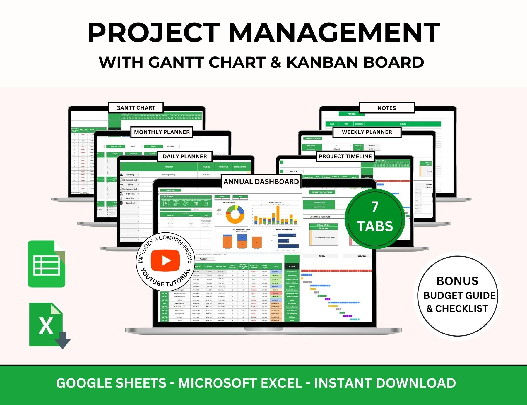 Project Management With Gantt Chart Excel Template Spreadsheet ...