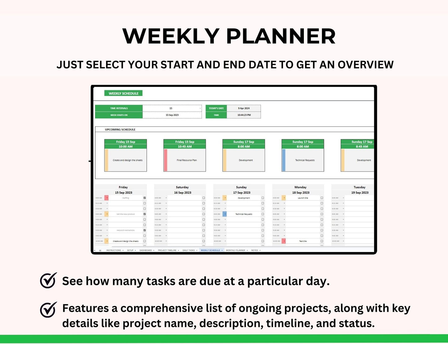 Project Management Spreadsheet Template with Gantt Chart
