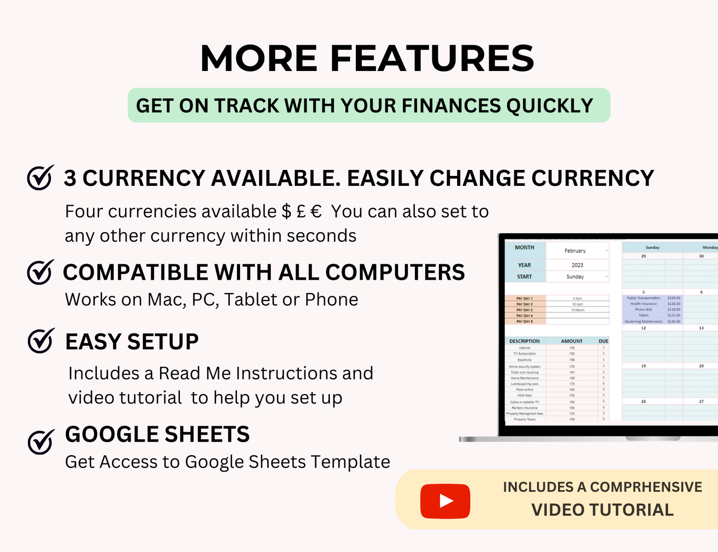  monthly bill tracker, Google Sheets Spreadsheet, google sheets, Budget Expense, Bills Checklist