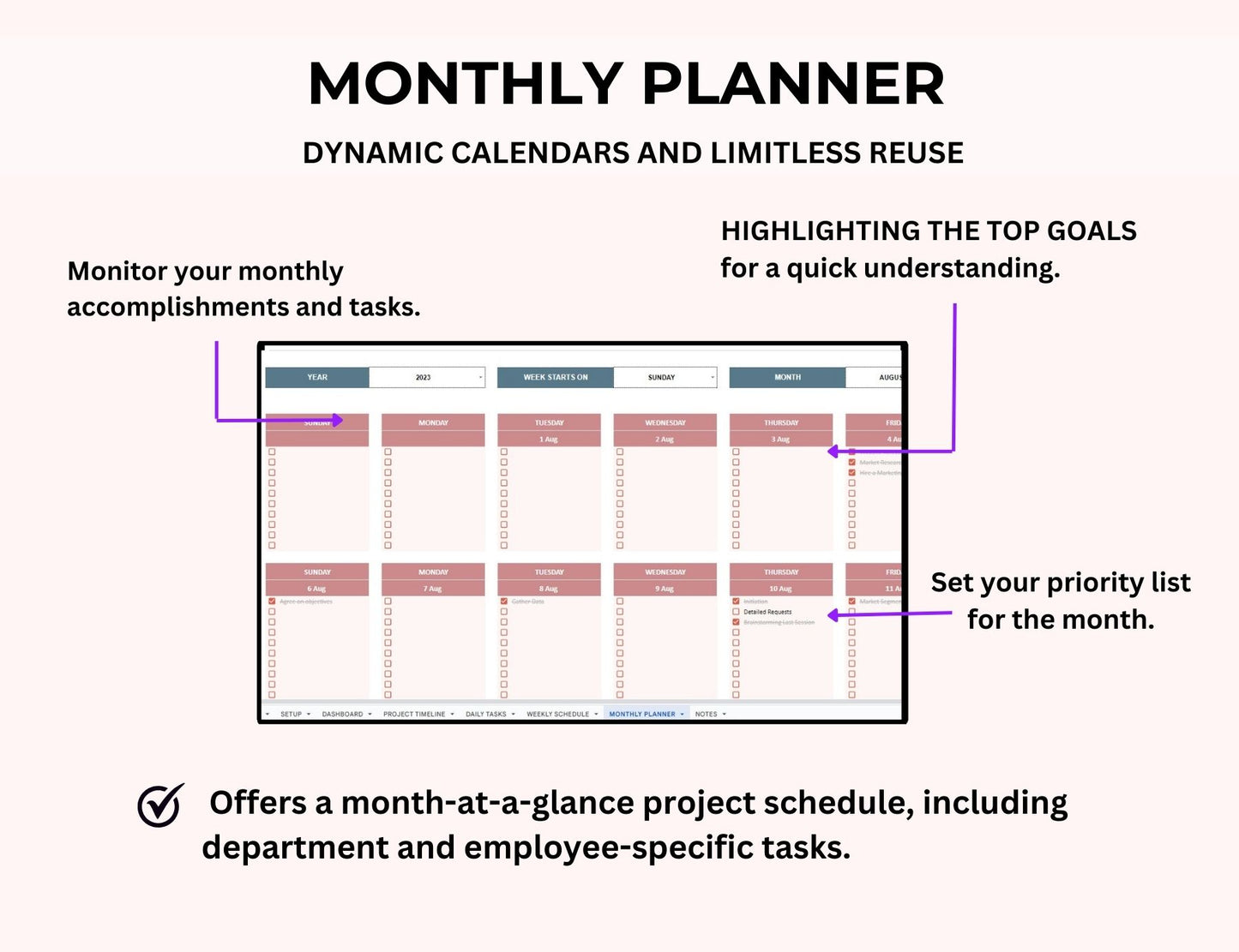 Project Management Spreadsheet Template with Kanban Board