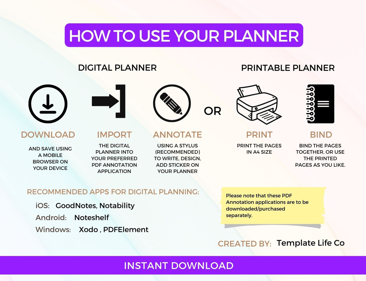 Digital Planner Bundle - Daily, Weekly, Monthly, Manifestation, Gratitude, Travel, Recipe, Wellness, Shadow Work, Budget, Self Care, Notebook