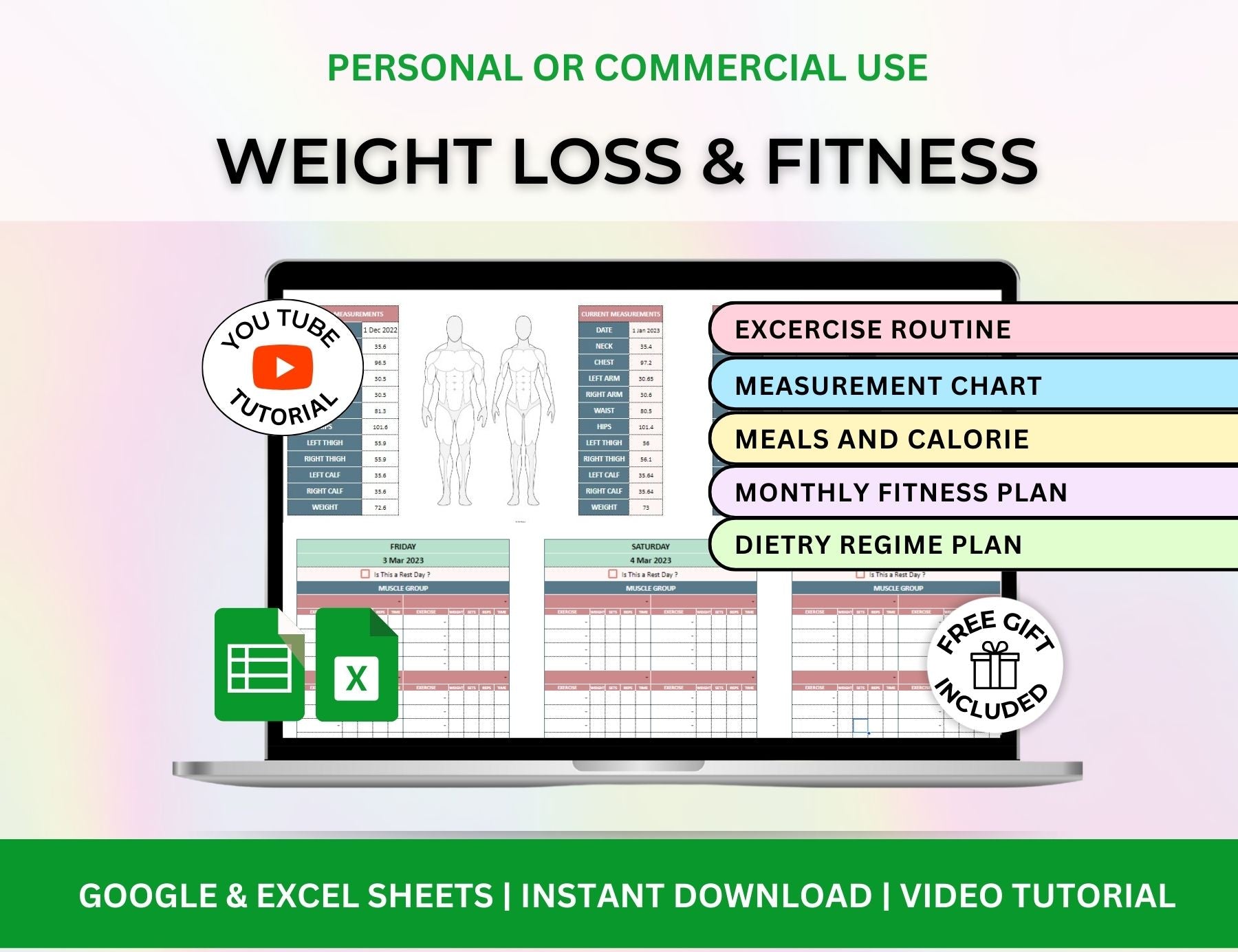 Weight Loss Fitness Tracker Spreadsheet –