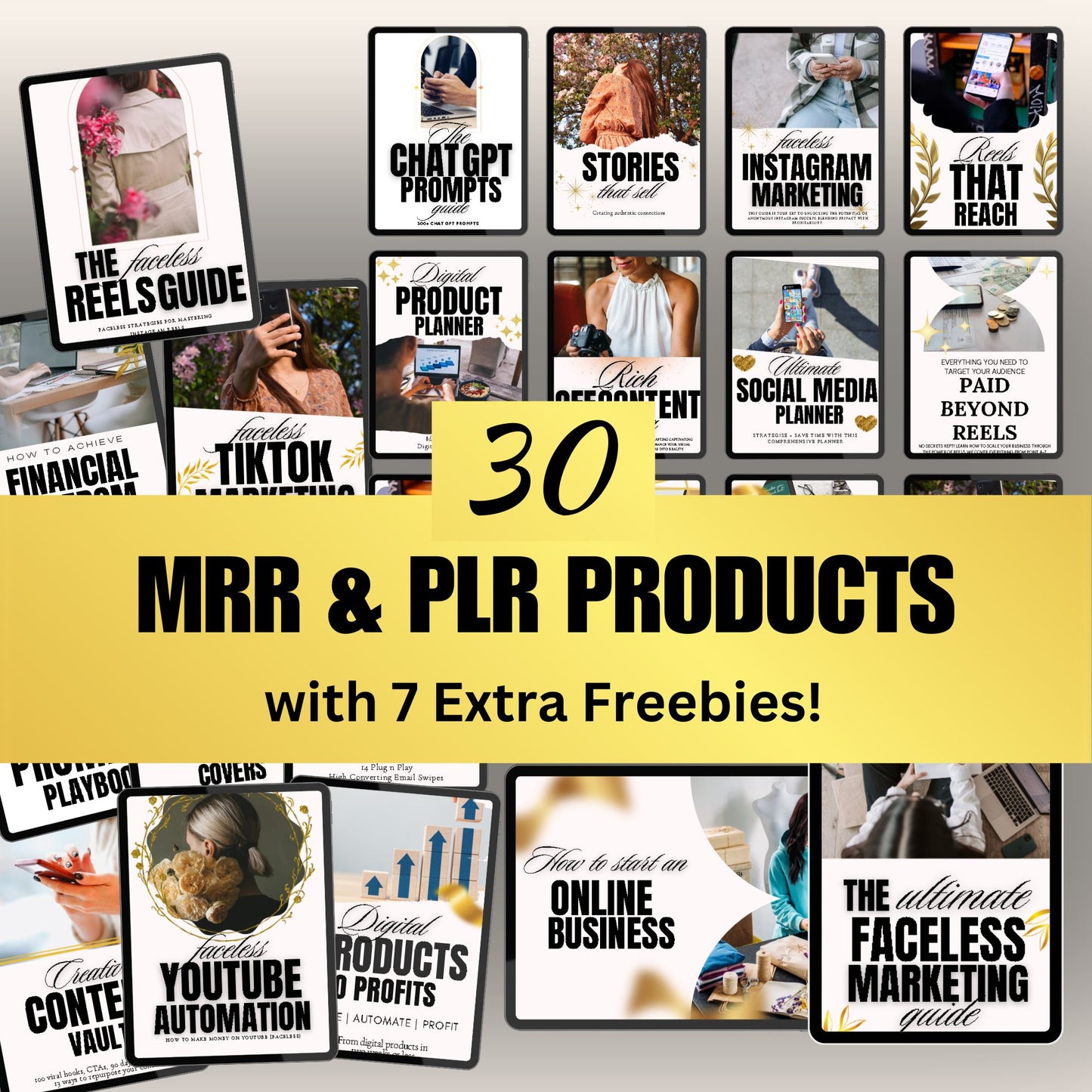 PLR Ebooks Faceless Marketing Complete Digital Bundle with Master Resell Rights