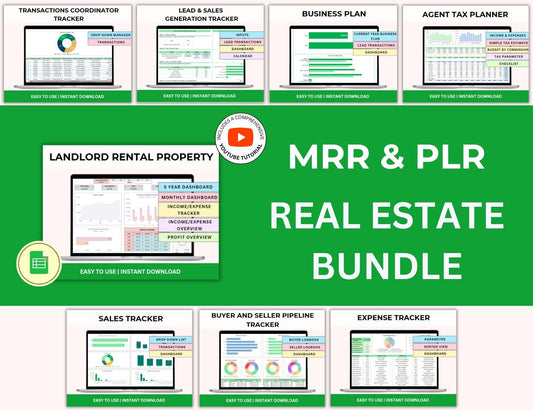 Real Estate Spreadsheet Bundle with  MRR Rights