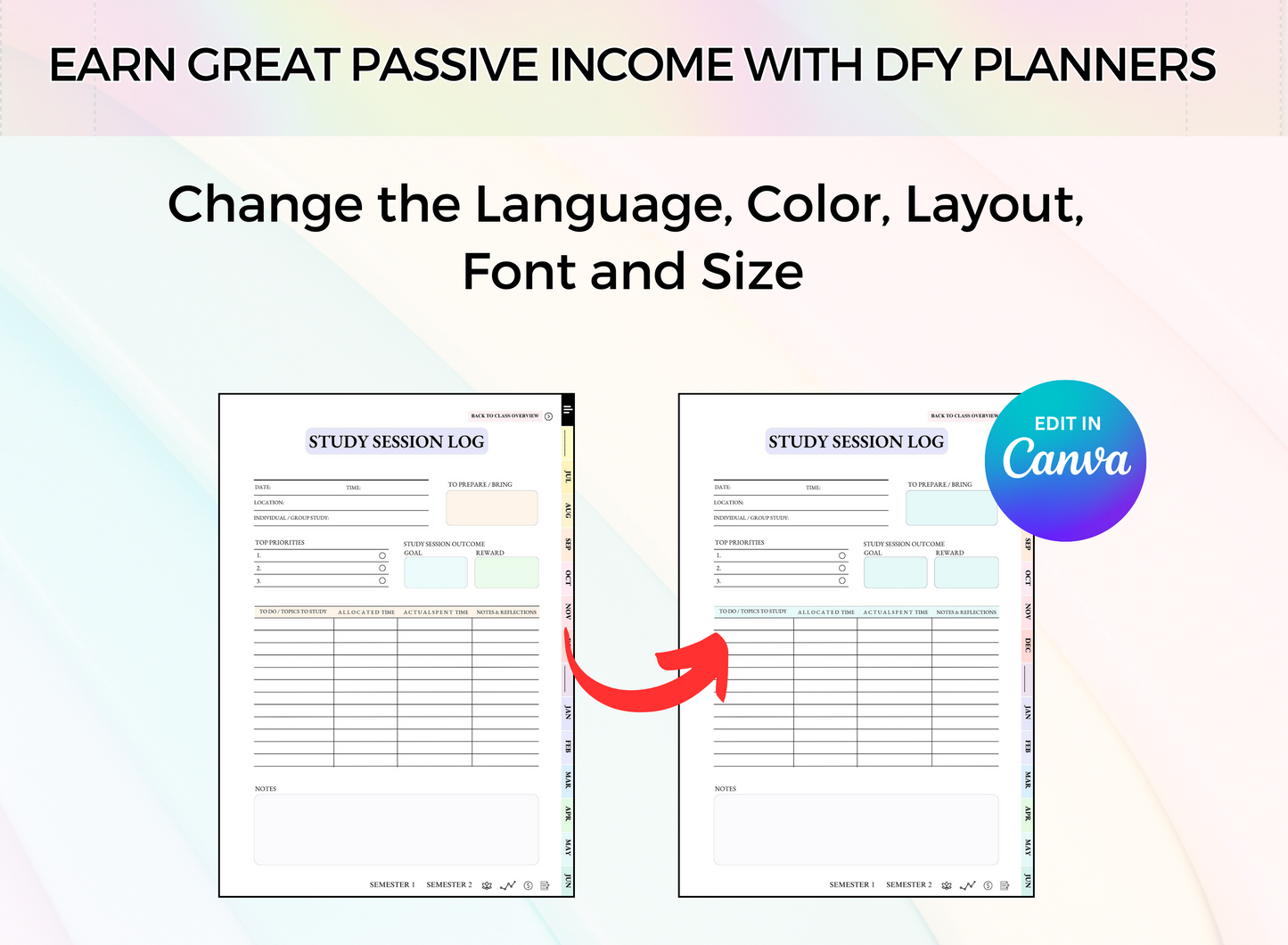 PLR Student Printable Planner
