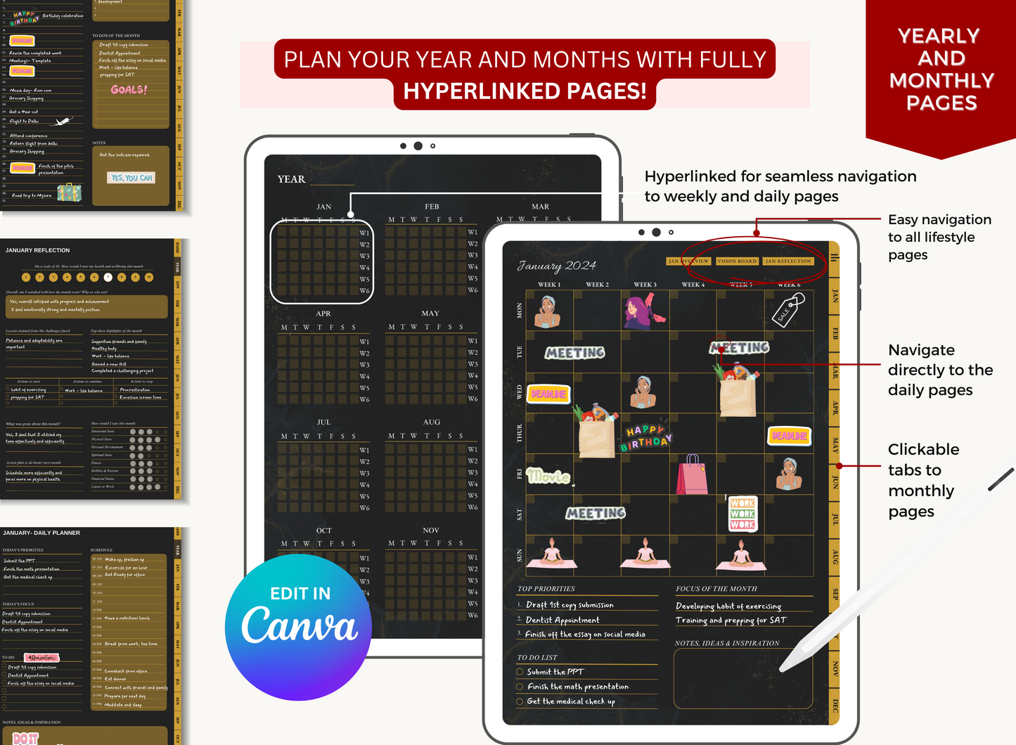 Plr Digital Product, PLR digital planners, plr digital planner, PLR daily planner, plr canva, PLR bundle, plr 2024 planner, PLR, Planner journal, Notebook planner, mental health PLR,