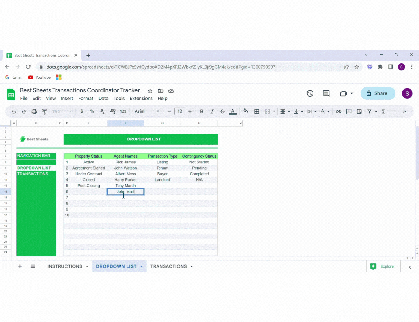 real estate transaction tracker
