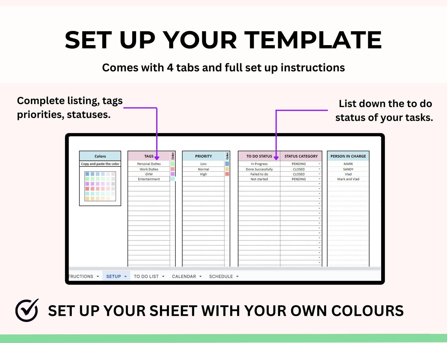 Task Tracker and To do List Spreadsheet in Excel & Google sheets