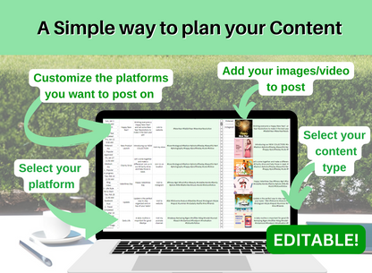 Marketing planner, Content Tracker, PLR Resell Social Media Calendar Google Sheets, PLR Content Planner, Resell Content Calendar Template