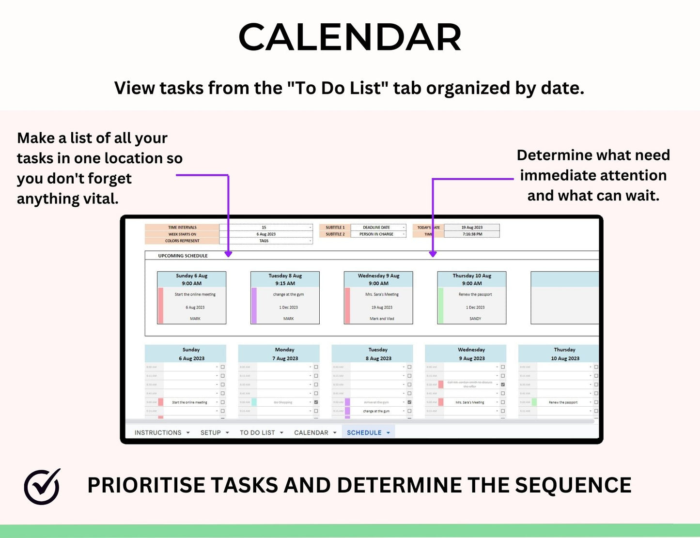 Task Tracker and To do List Spreadsheet in Excel & Google sheets
