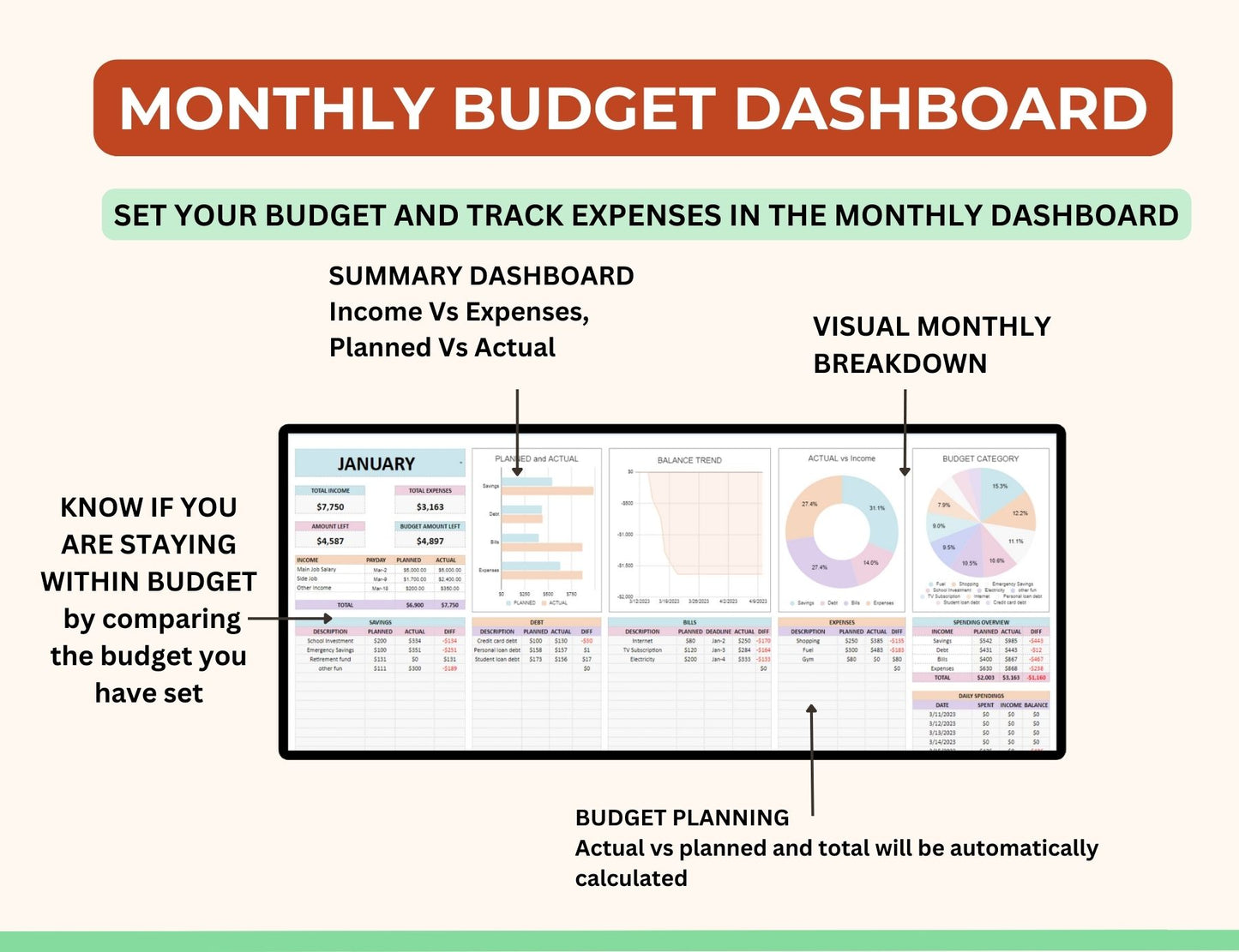 Monthly Budget Spreadsheet