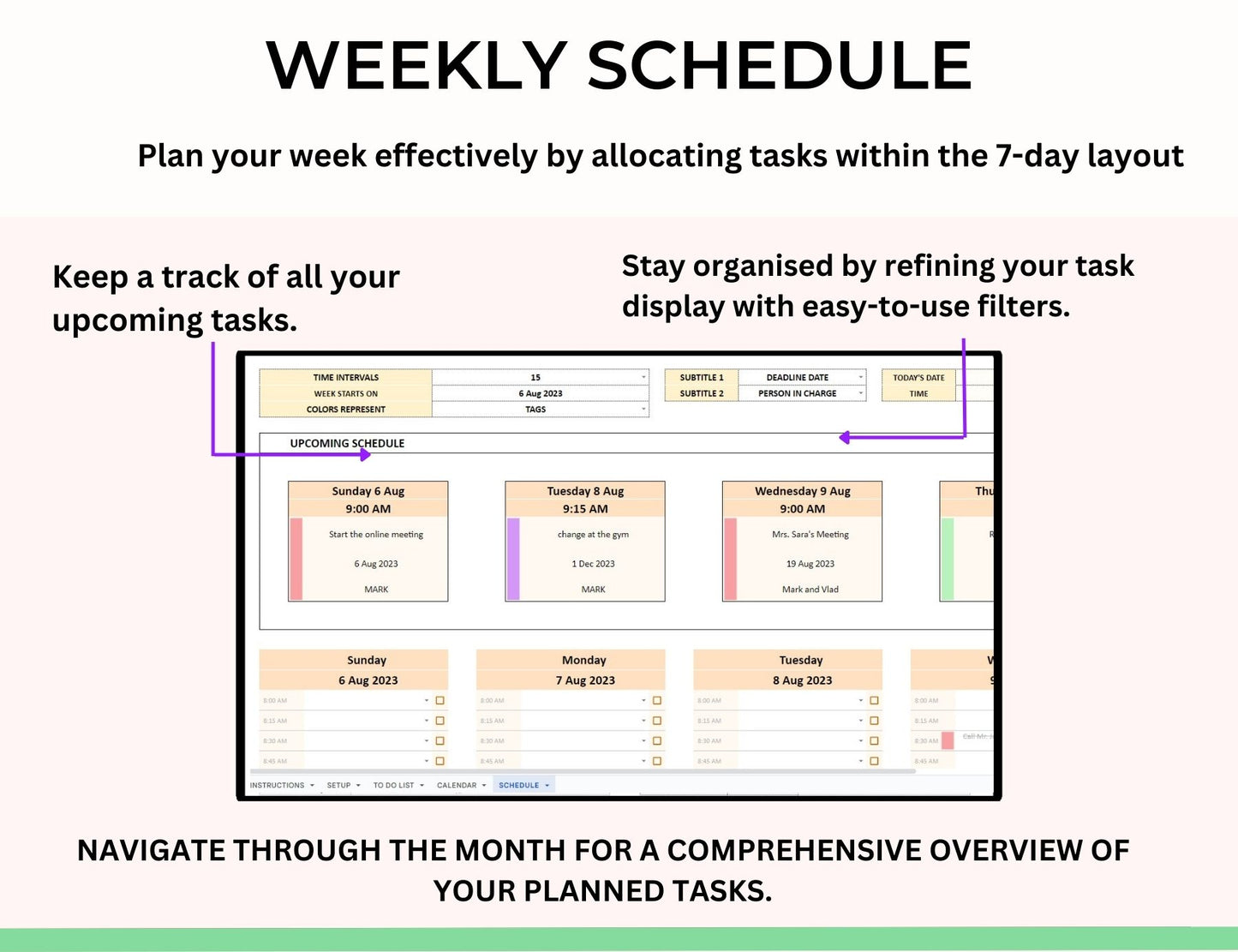 Task Tracker and To do List Spreadsheet in Excel & Google sheets