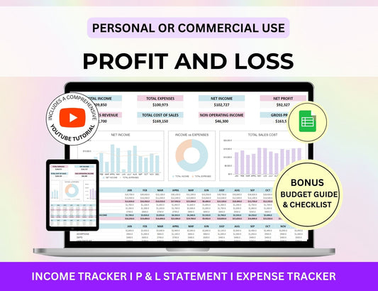 Profit and Loss Statement Spreadsheet with MRR Rights