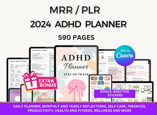 ADHD Neurodivergent Hyperlinked Planner with MRR Rights
