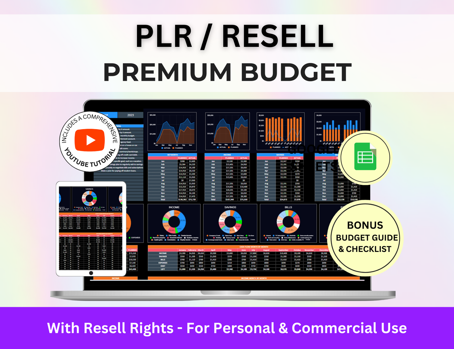spending tracker, sinking funds, resell plr, PLR Templates, Plr product, plr google sheets