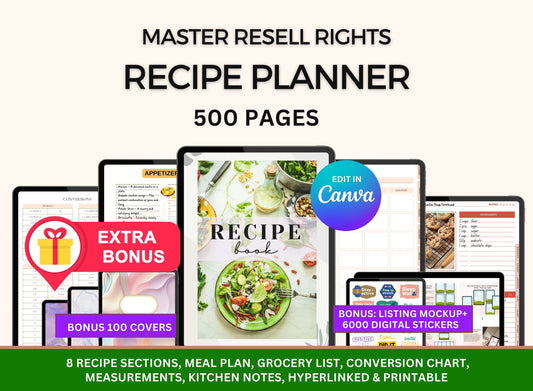 Recipe Digital Planner with MRR  Rights