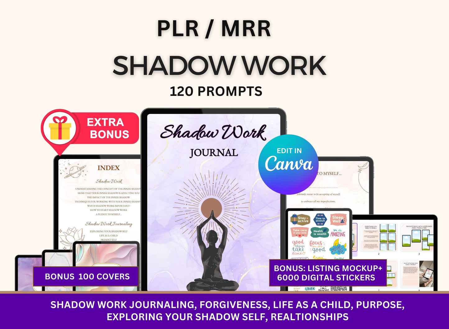 Shadow Work Prompts Journal with MRR Rights