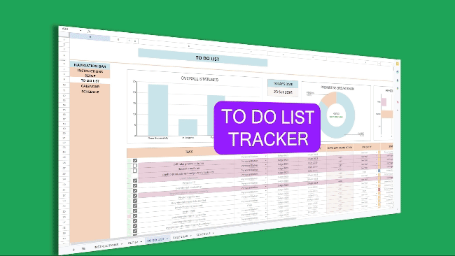 Task Tracker and To do List Spreadsheet in Excel & Google sheets
