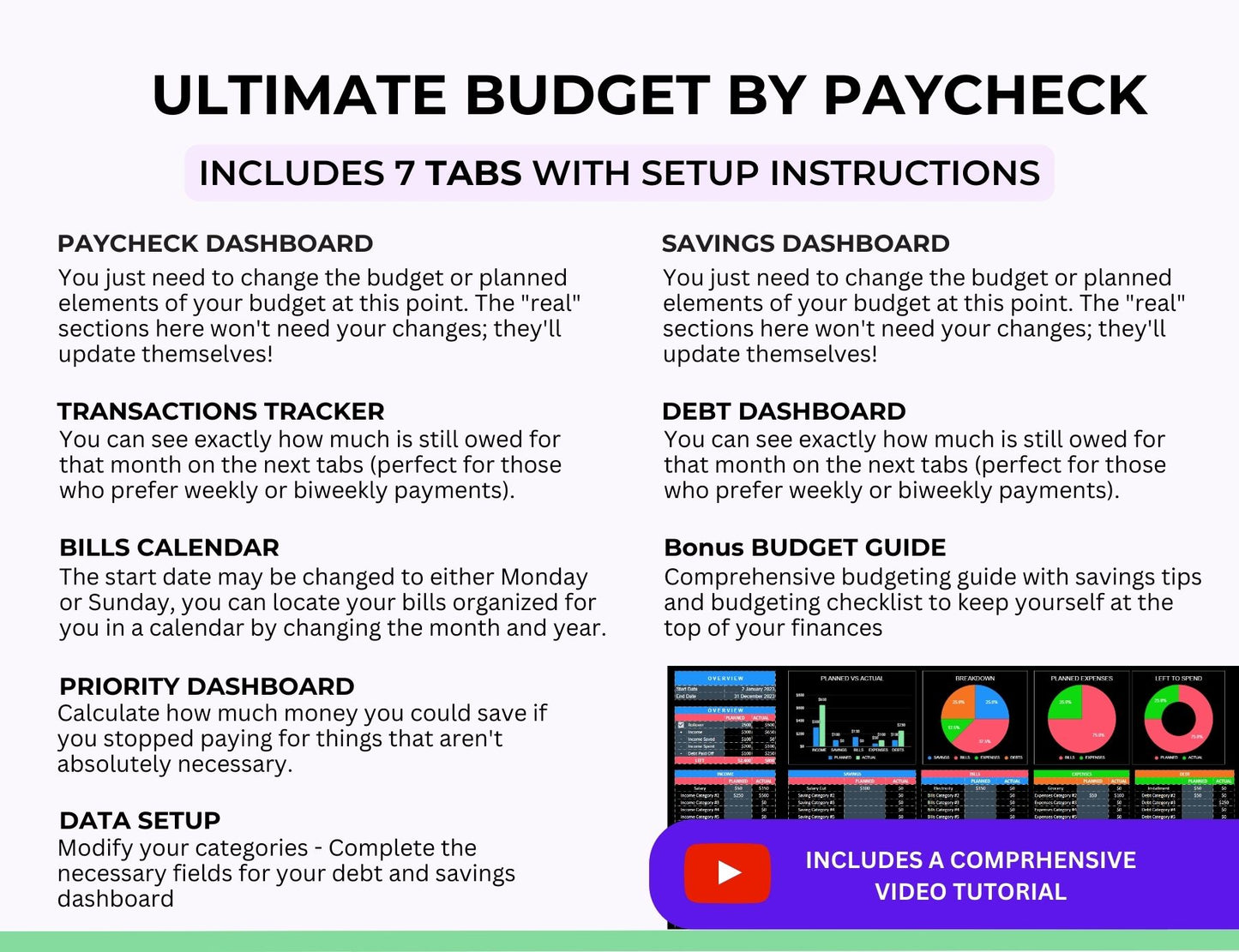 Dark Mode Spreadsheet Budget Planner, Master Resell Rights, PLR Google Sheets