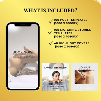 240 Massage Templates | Massage Therapy Social Media Templates