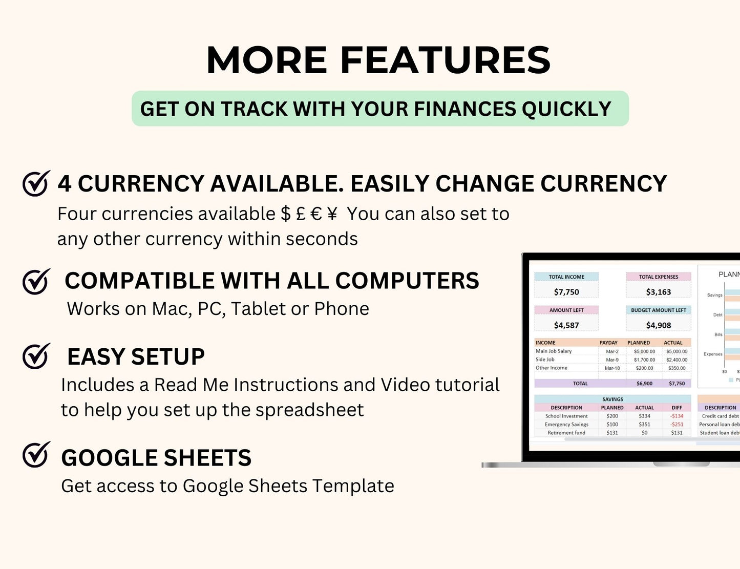 Ultimate Monthly Budget Spreadsheet Planner with MRR Rights