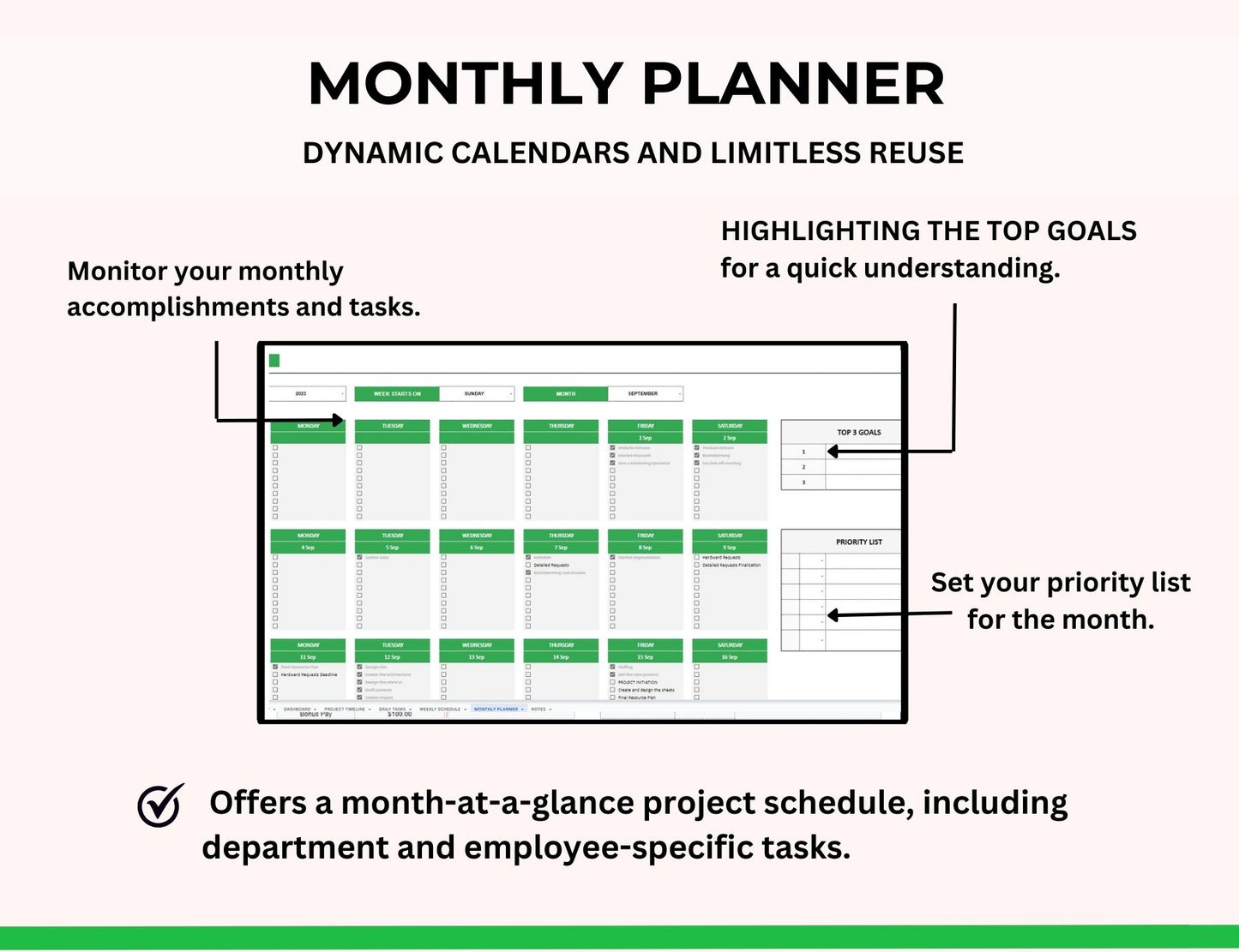 Project Management Spreadsheet Template with Gantt Chart - MRR & PLR Rights