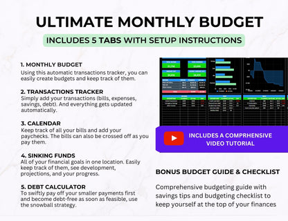 Dark Mode Spreadsheet Budget Planner, Master Resell Rights, PLR Google Sheets