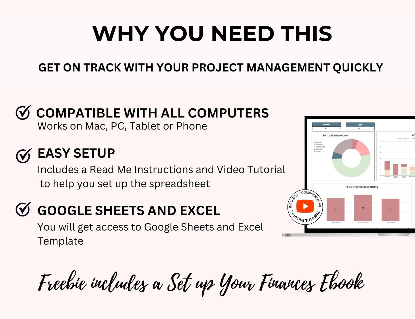 Project Management Spreadsheet Template with Kanban Board - MRR Rights