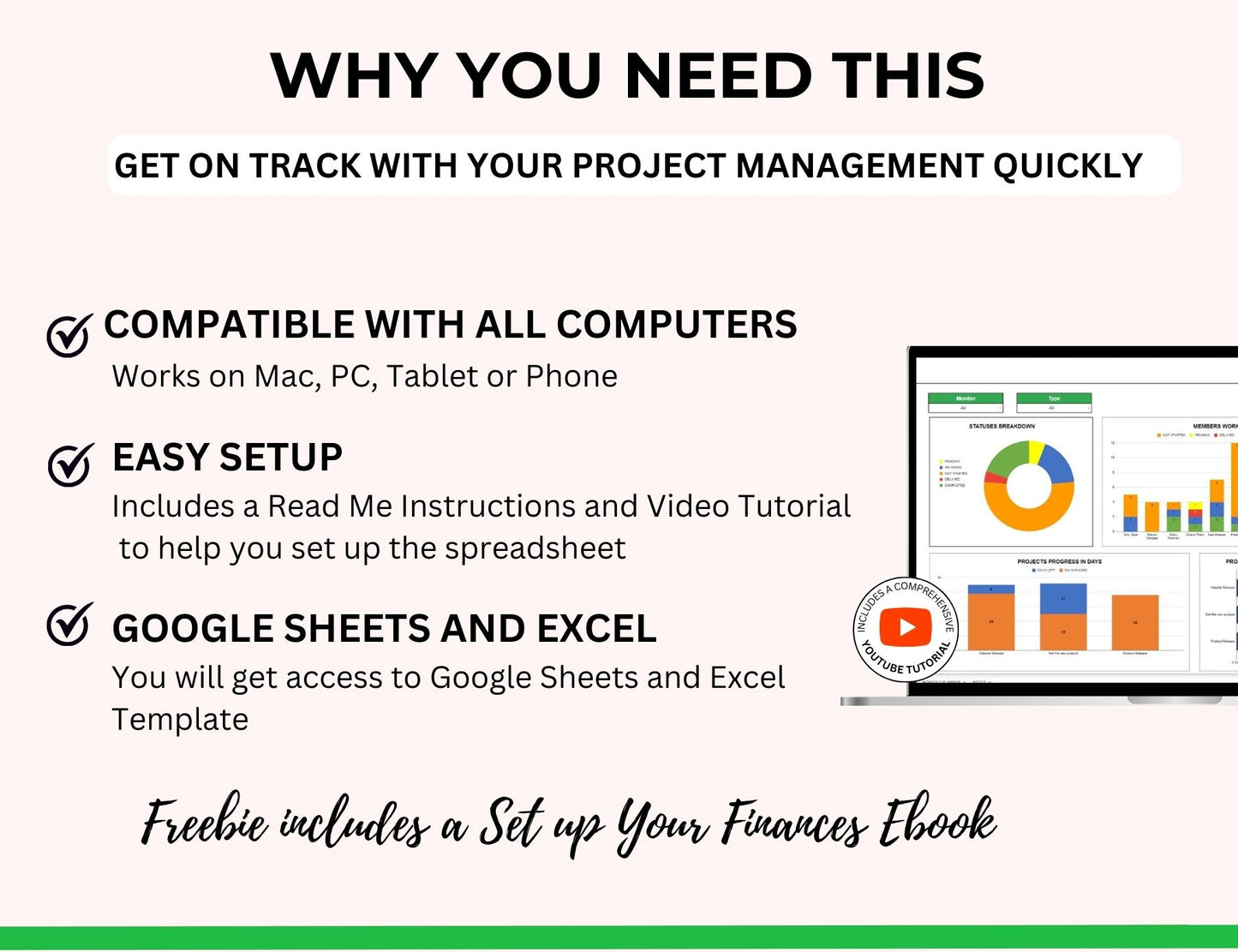 Project Management Spreadsheet Template with Gantt Chart - MRR & PLR Rights