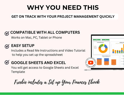 Project Management Spreadsheet Template with Gantt Chart - MRR & PLR Rights