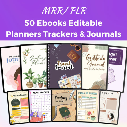 50+ MRR PLR Ebook Editable Planners Bundle