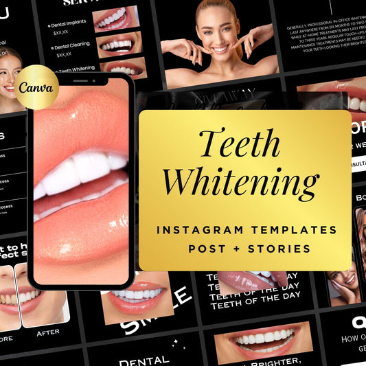 60 Teeth Whitening Social Media Post Template | Tooth Gem Instagram Templates