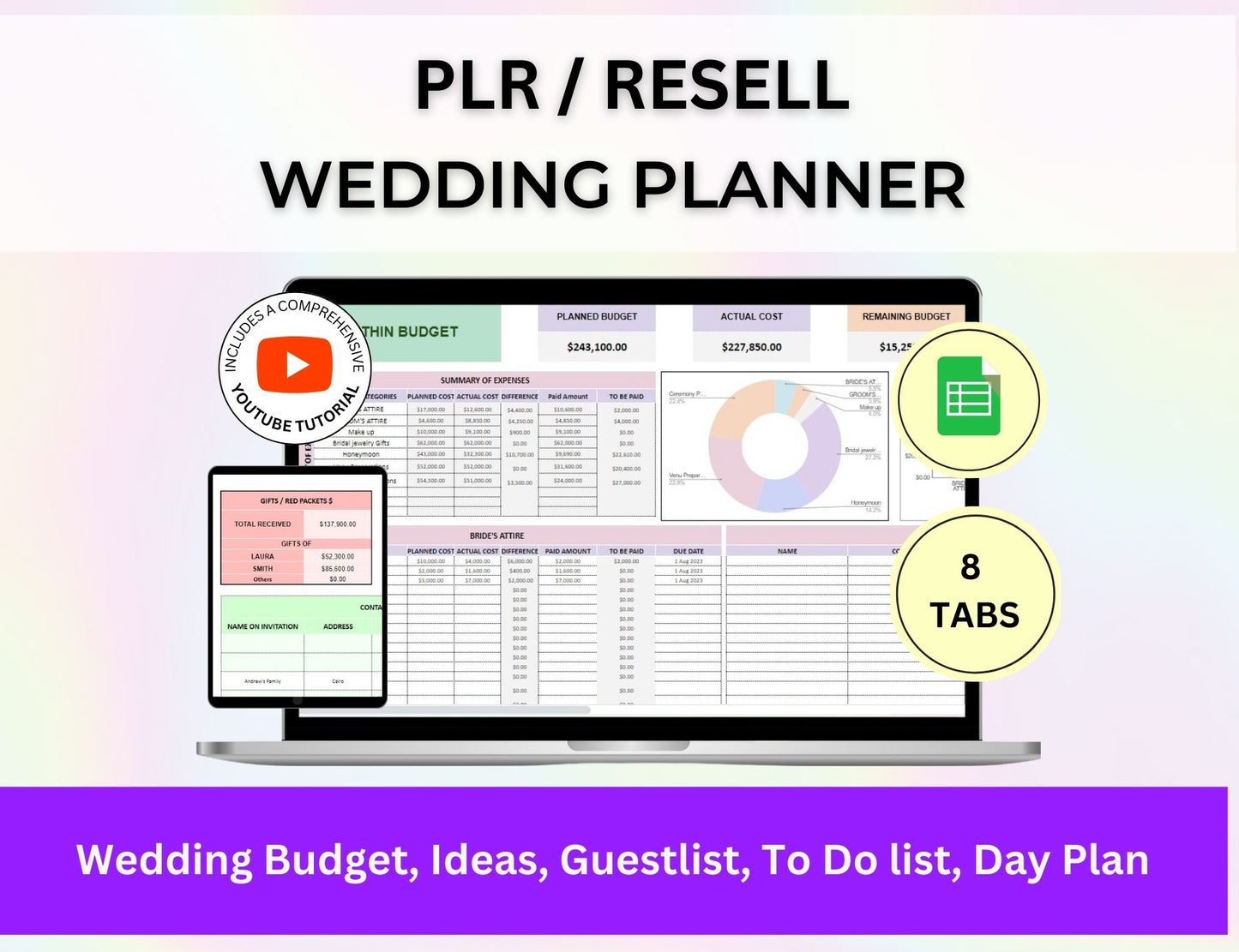 Ultimate Wedding Planner Spreadsheet with MRR Rights