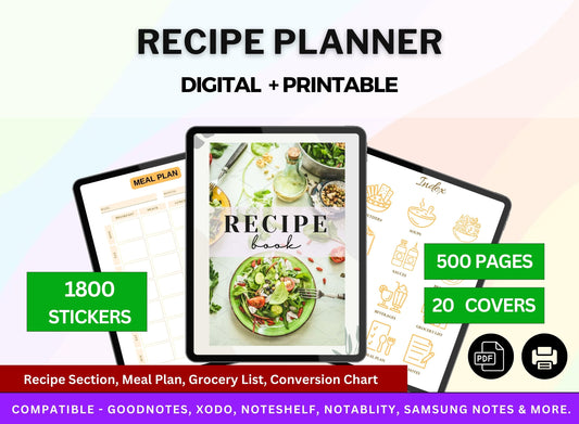 recipe template, recipe planner, recipe journal, recipe e-book, recipe book template GoodNotes