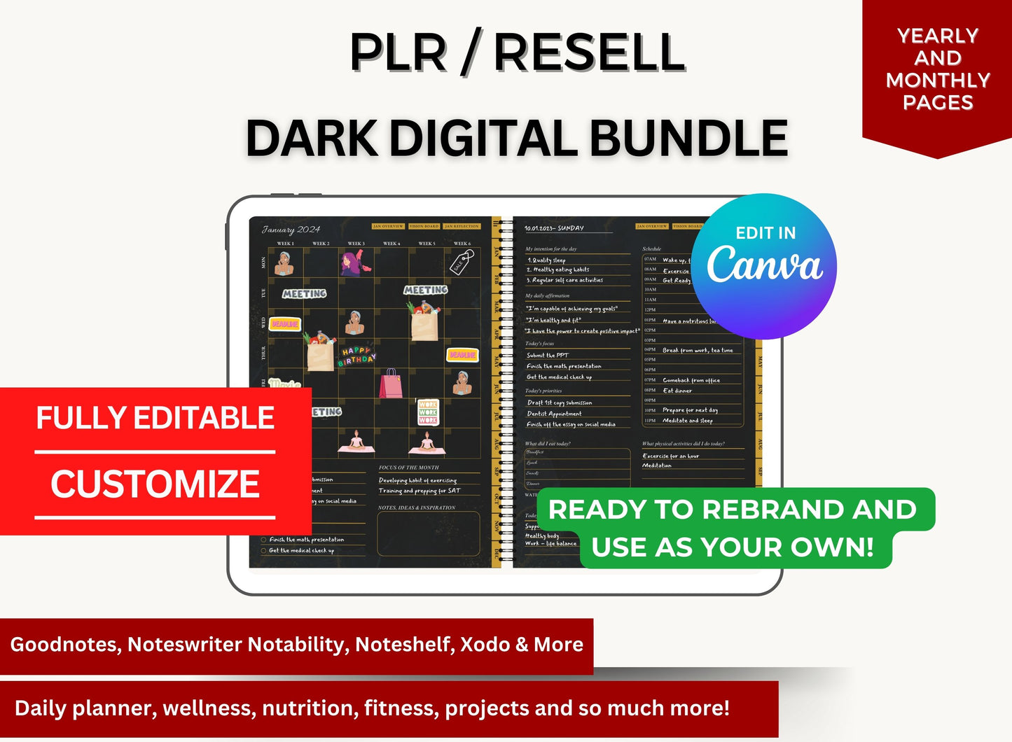 Dark Digital Planner to Resell in 2024