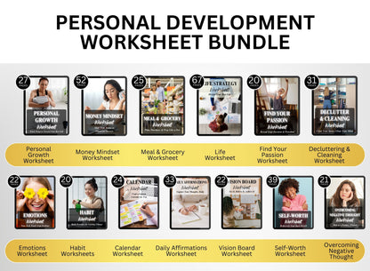 Personal Development Workbook & Planner Bundle, Coach Worksheets