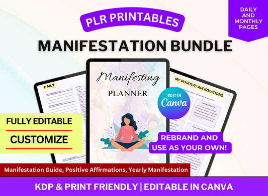 PLR Printables Manifestation Planner - Law of Attraction