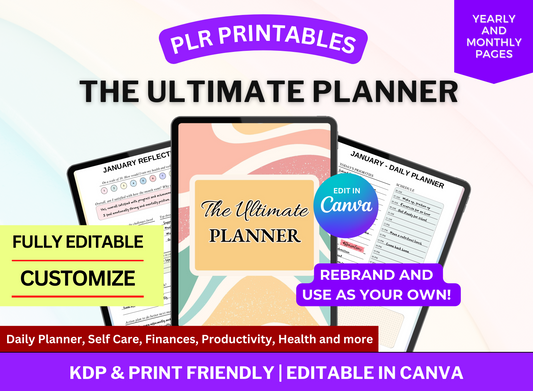 PLR Printables The Ultimate Planner - Health & Fitness, Wellness, Lifestyle, Productivity, Finance