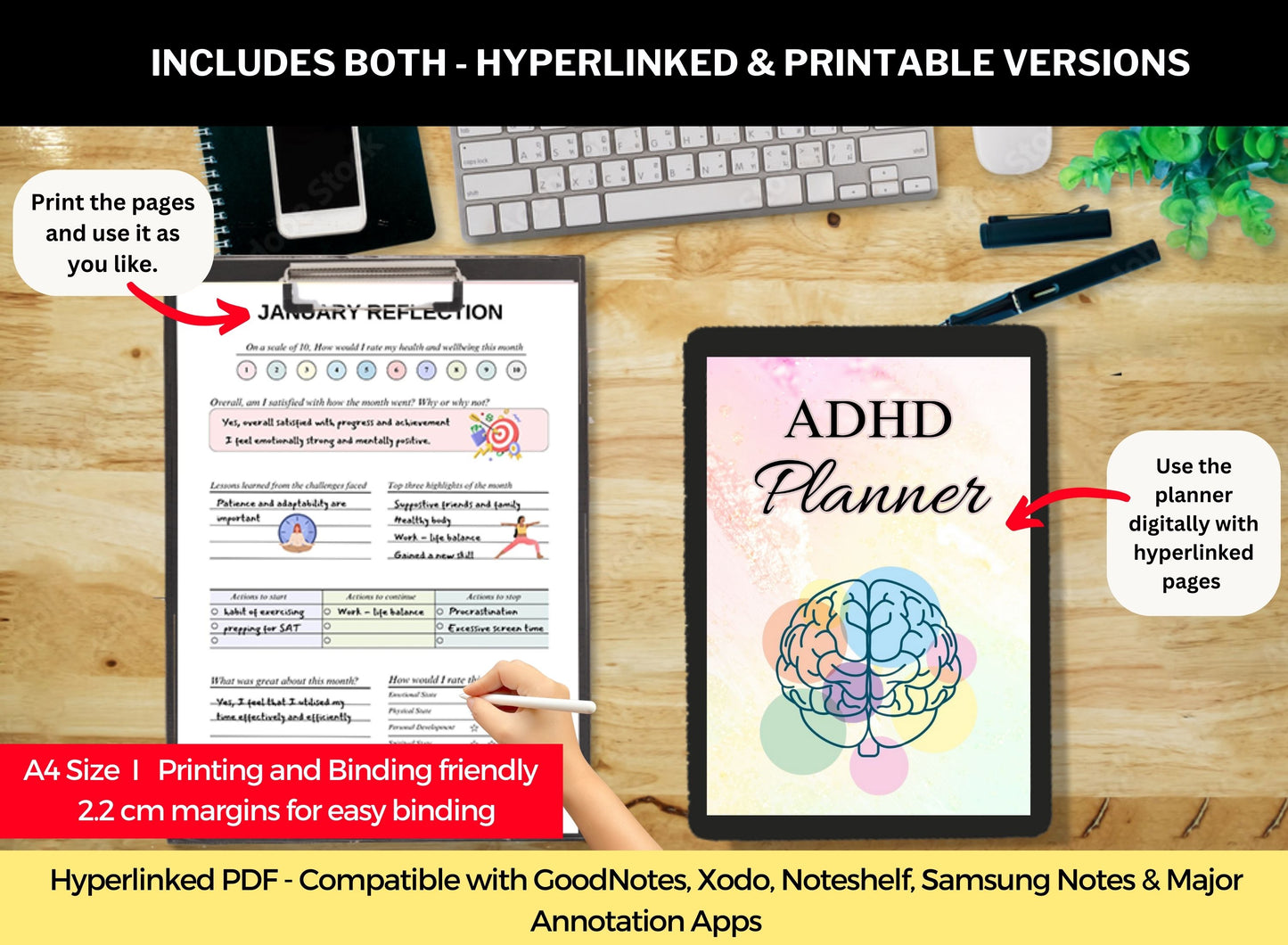 Digital journal, digital ADHD planner, best planner for ADHD adults, best planner for ADHD