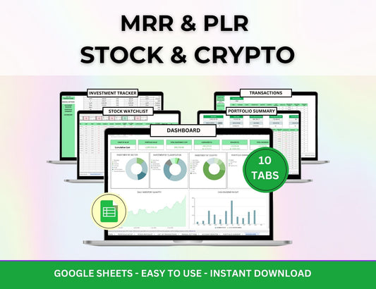Stock Portfolio Tracker Spreadsheet - MRR & PLR Rights
