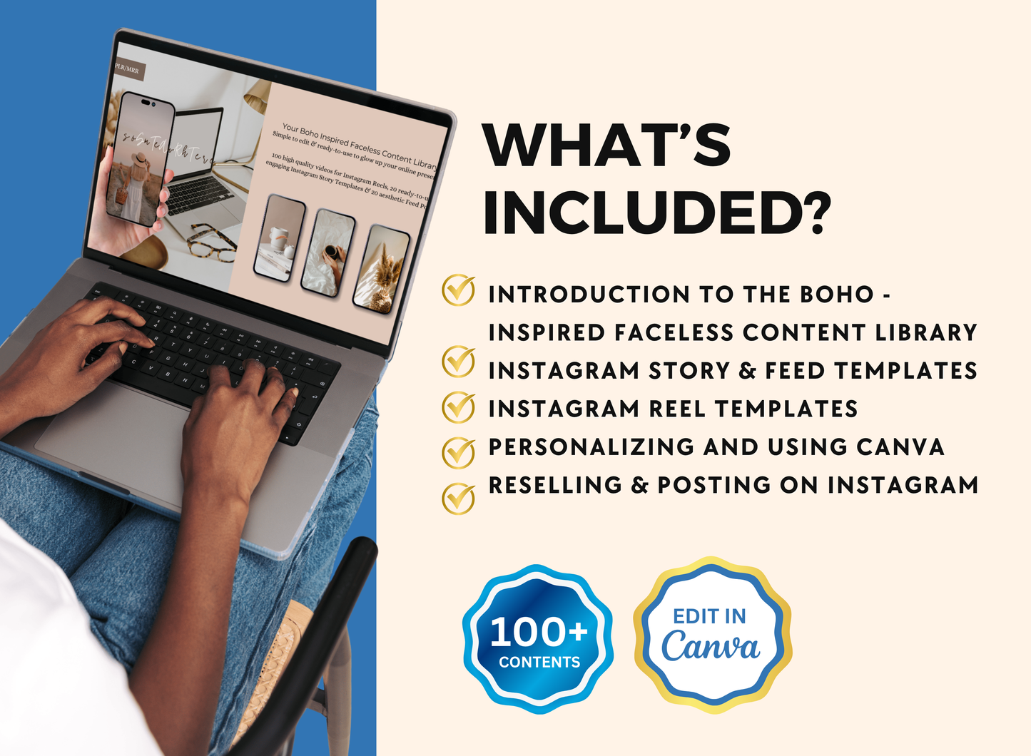Faceless Content Library Customer Boho Inspired | MRR PLR Ebook