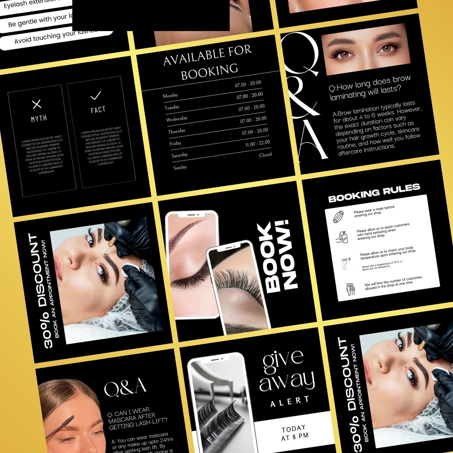 270 Lash Tech Templates | Lash Extension Templates