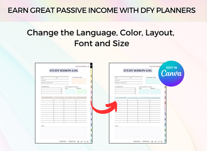 PLR PRINTABLES STUDENT PLANNER - Editable Canva 50 Pages