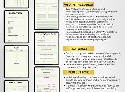 Personal Development Workbook & Planner Bundle, Coach Worksheets