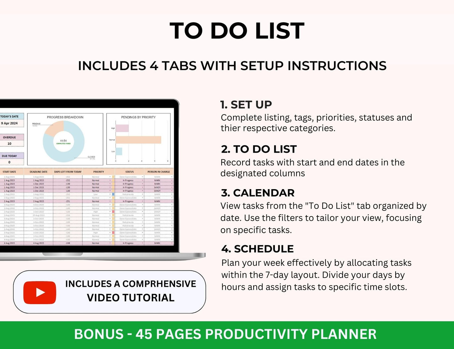 To Do List and Task Tracker Spreadsheet with MRR Rights