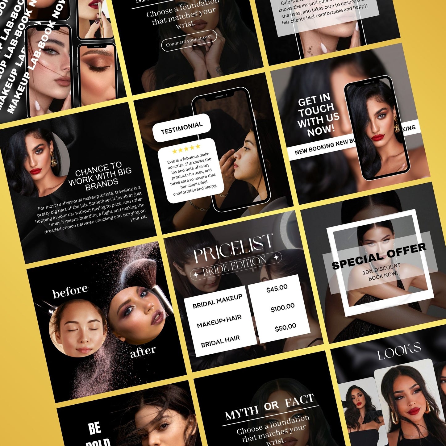 120 Makeup Artist Instagram Templates | MUA Templates | Beauty Salon Templates | Social Media Posts Canva | Makeup Instagram Post Templates