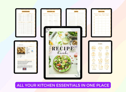 recipe template, recipe planner, recipe journal, recipe e-book, recipe book template GoodNotes