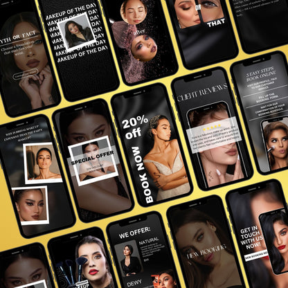 120 Makeup Artist Instagram Templates | MUA Templates | Beauty Salon Templates | Social Media Posts Canva | Makeup Instagram Post Templates