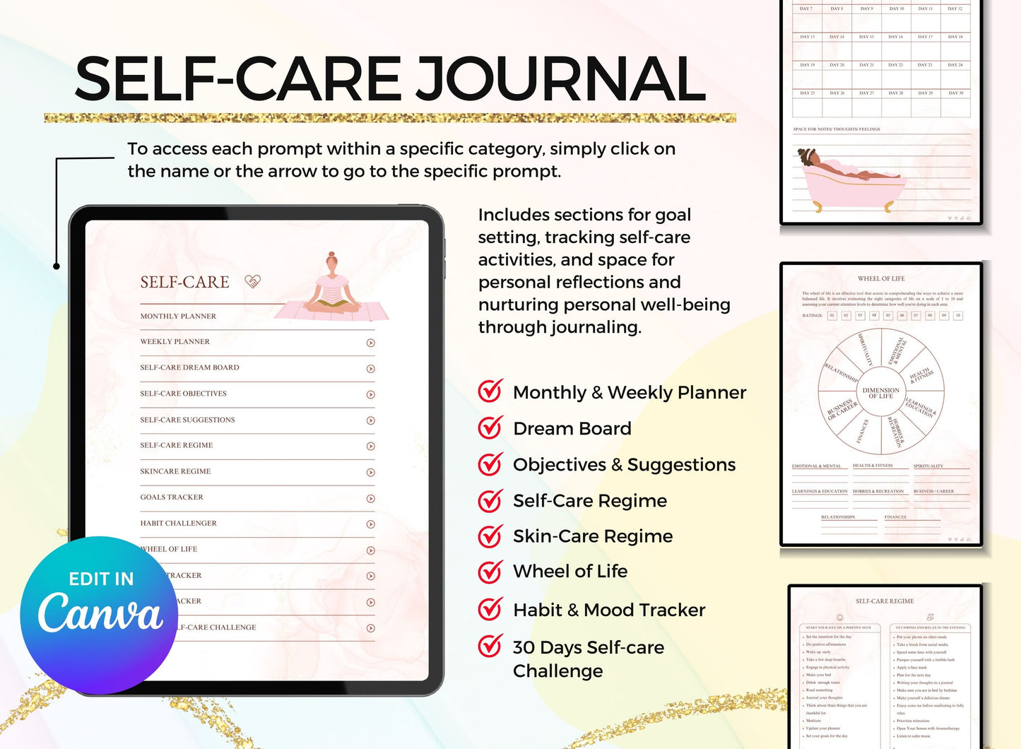 PLR Printable Self Care Planner